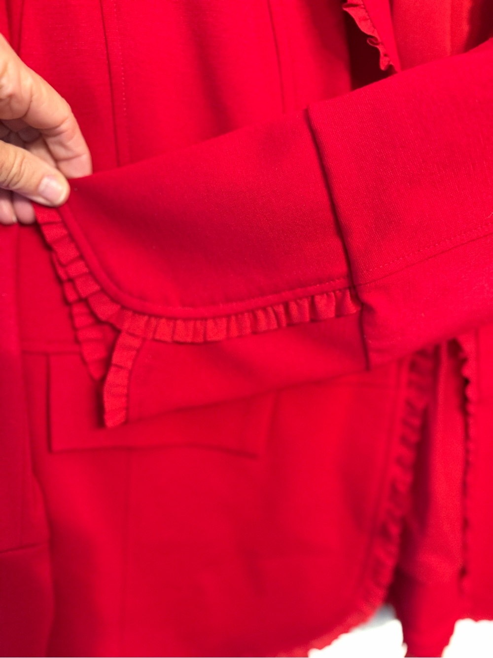 Chico's Bright Red Ruffle-Edge Blazer - Picture 4 of 4